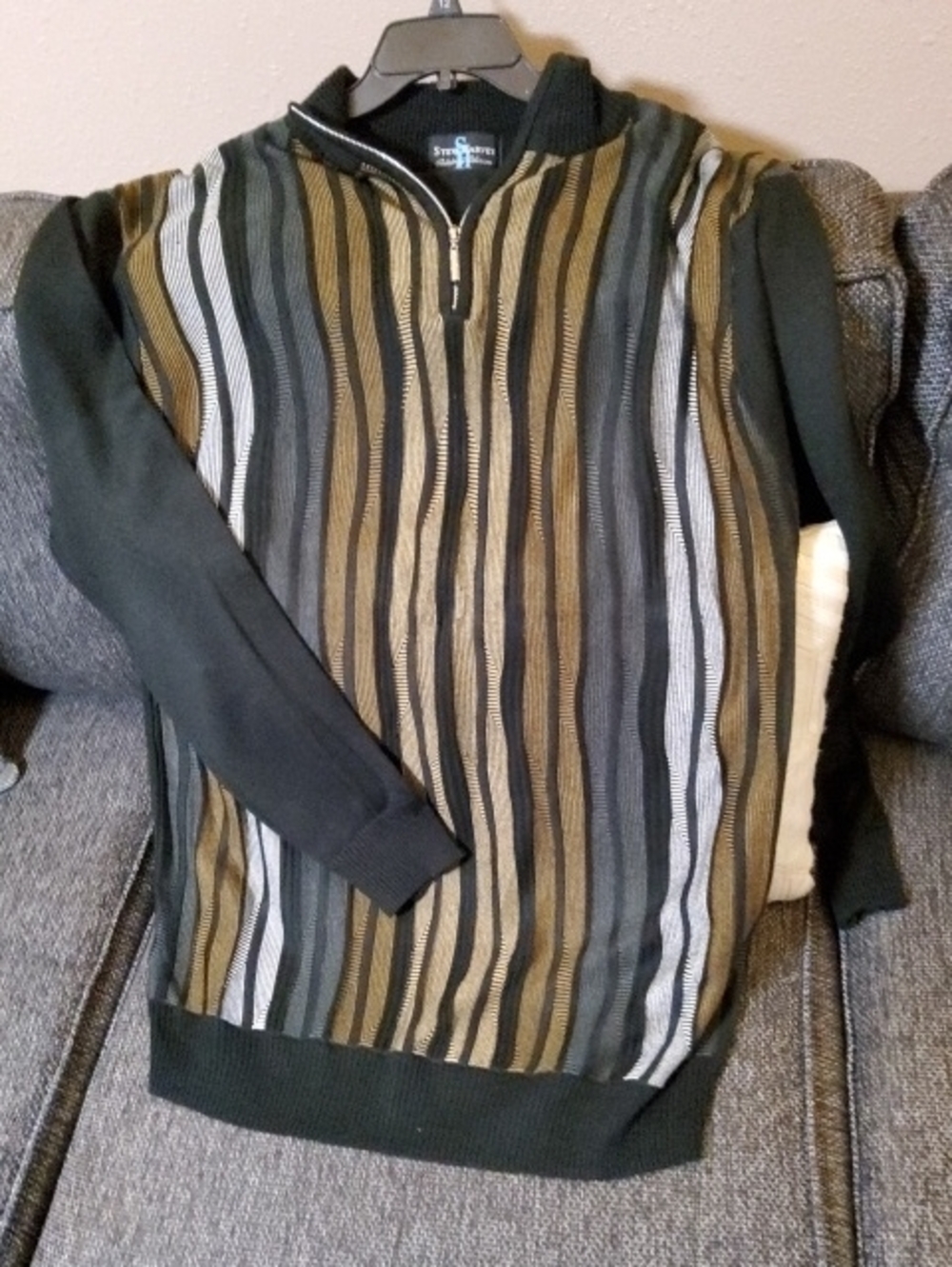 Mens Half-Zip Striped Sweater